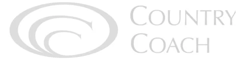Country Coach logo with stylized "C" and text, associated with luxury motorcoach and RVs.